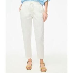 J. Crew White Linen-Cotton Blend Drawstring Pant Size 8P